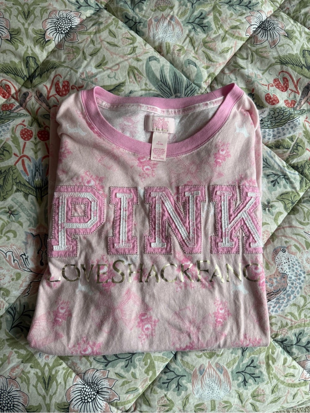 LoveShackFancy PINK Collaboration Short Sleeve Tee with Floral Details